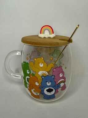 Care Bears Glass Mug with Lid and Spoon